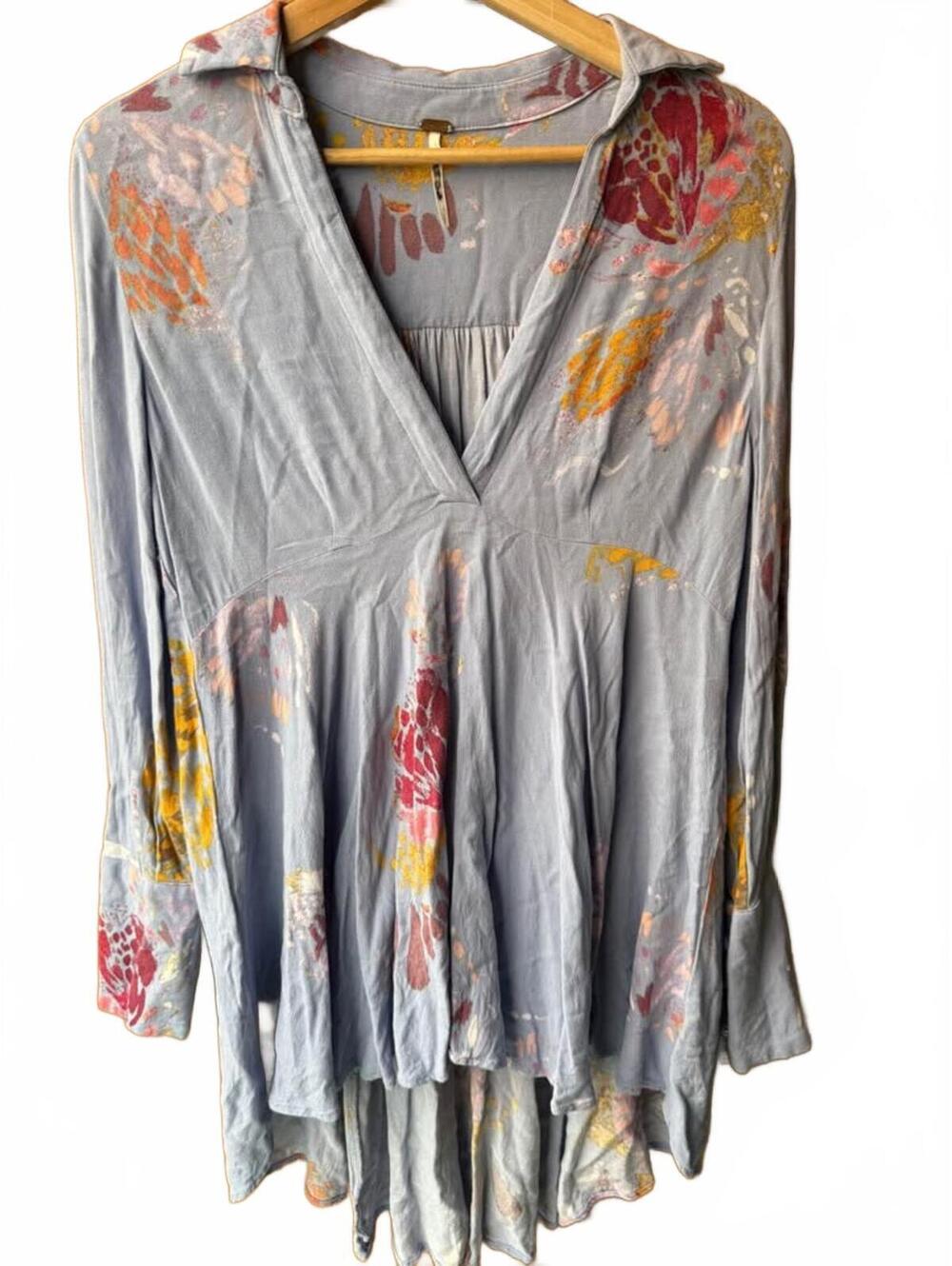 Women’s Free People Flowy Floral Tunic Top Sz Small